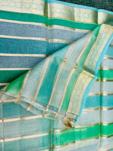 Load image into Gallery viewer, Pista Green Pure Chiniya Silk Handwoven Suit Set with Pure Kora Silk Dupatta
