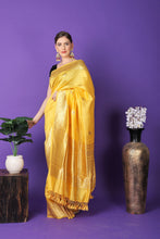 Load image into Gallery viewer, Yellow Chandbali Pure Katan Silk Handloom Khadwa Banarasi Saree

