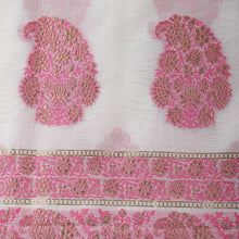 Load image into Gallery viewer, Off White and Pink handwoven Cotton Banarasi Suit
