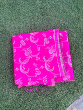 Load image into Gallery viewer, Pink Pure Tussar Silk Handwoven Banarasi Jaal design Fabric with Dull Gold Zari
