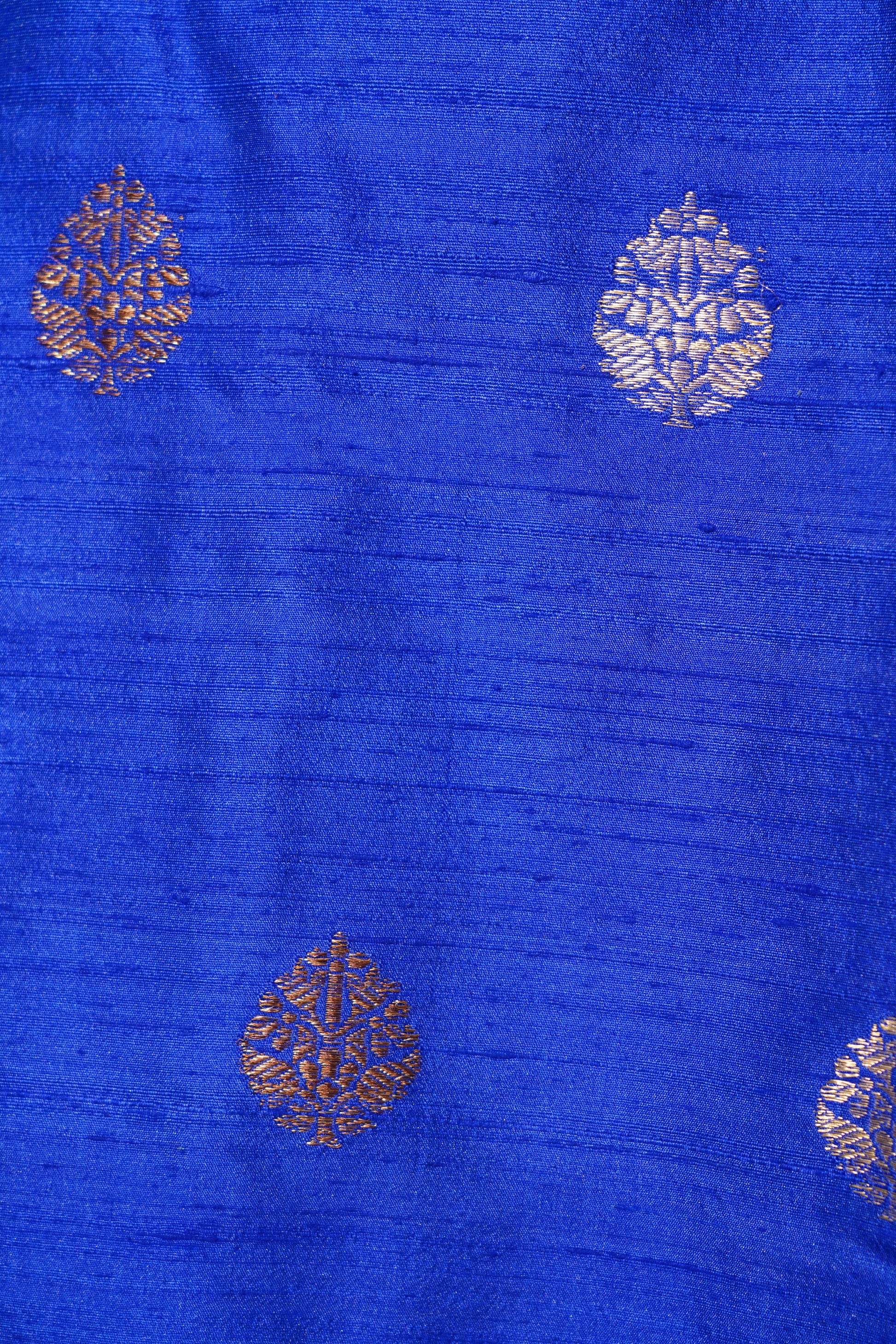 Royal Blue Pure Raw Silk handwoven stitched kurta