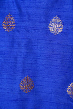 Load image into Gallery viewer, Royal Blue Pure Raw Silk handwoven stitched kurta
