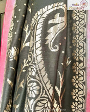 Load image into Gallery viewer, Black Pure Munga Silk Handloom Dupatta
