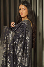 Load image into Gallery viewer, Black Pure Munga Silk Handwoven Banarasi Dupatta with Silver Zari
