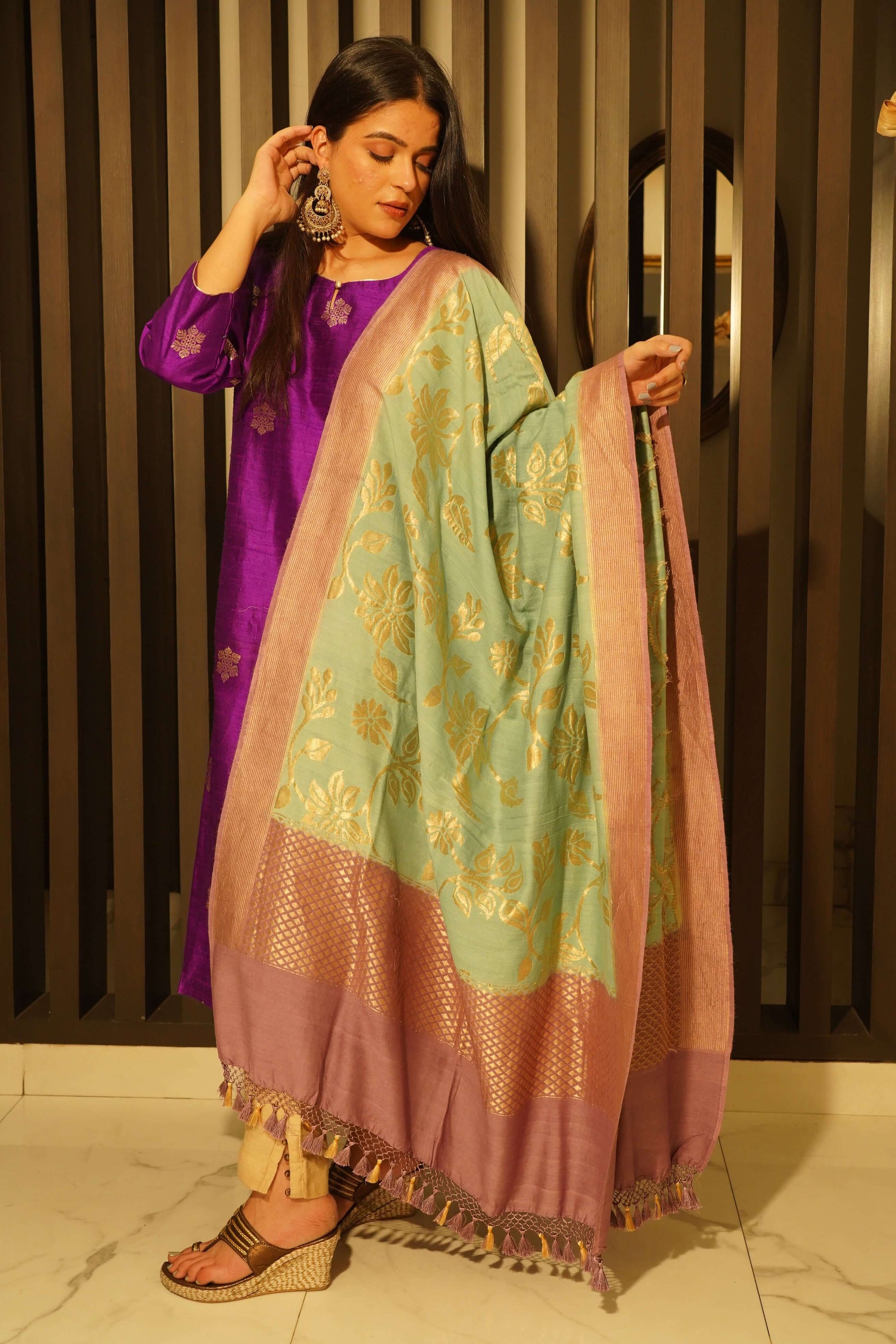 Pure Munga Silk Handloom Banarasi Dupatta