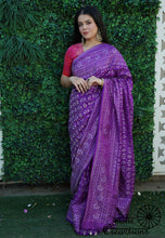 Load image into Gallery viewer, Purple Ektara Pure Katan Silk Handwoven Banarasi Saree with Meenakari
