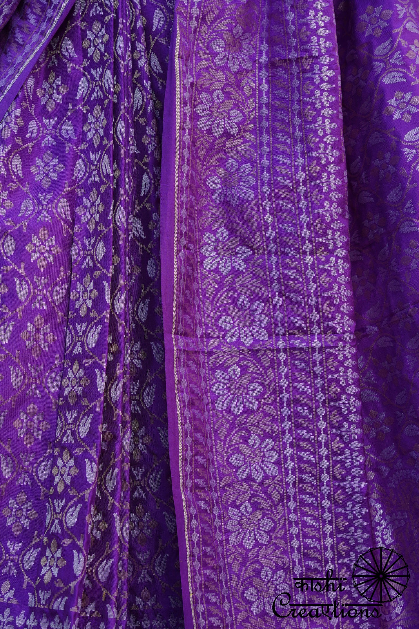 Purple Ektara Pure Katan Silk Handwoven Banarasi Saree with Meenakari