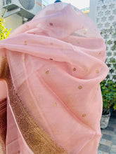 Load image into Gallery viewer, Onion Pink Pure Tussar Silk Khadwa Boota Handloom Suit with Pure Kora Silk Khadwa Dupatta
