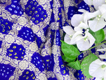 Load image into Gallery viewer, Royal Blue Pure Khaddi Georgette Banarasi Bandhej Handwoven Saree
