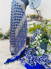 Load image into Gallery viewer, Royal Blue Pure Khaddi Georgette Banarasi Bandhej Handwoven Saree
