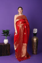 Load image into Gallery viewer, Red Pure Kora Handloom Banarasi Saree
