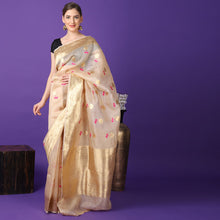 Load image into Gallery viewer, Golden Beige Pure Kora Silk handwoven Banarasi saree
