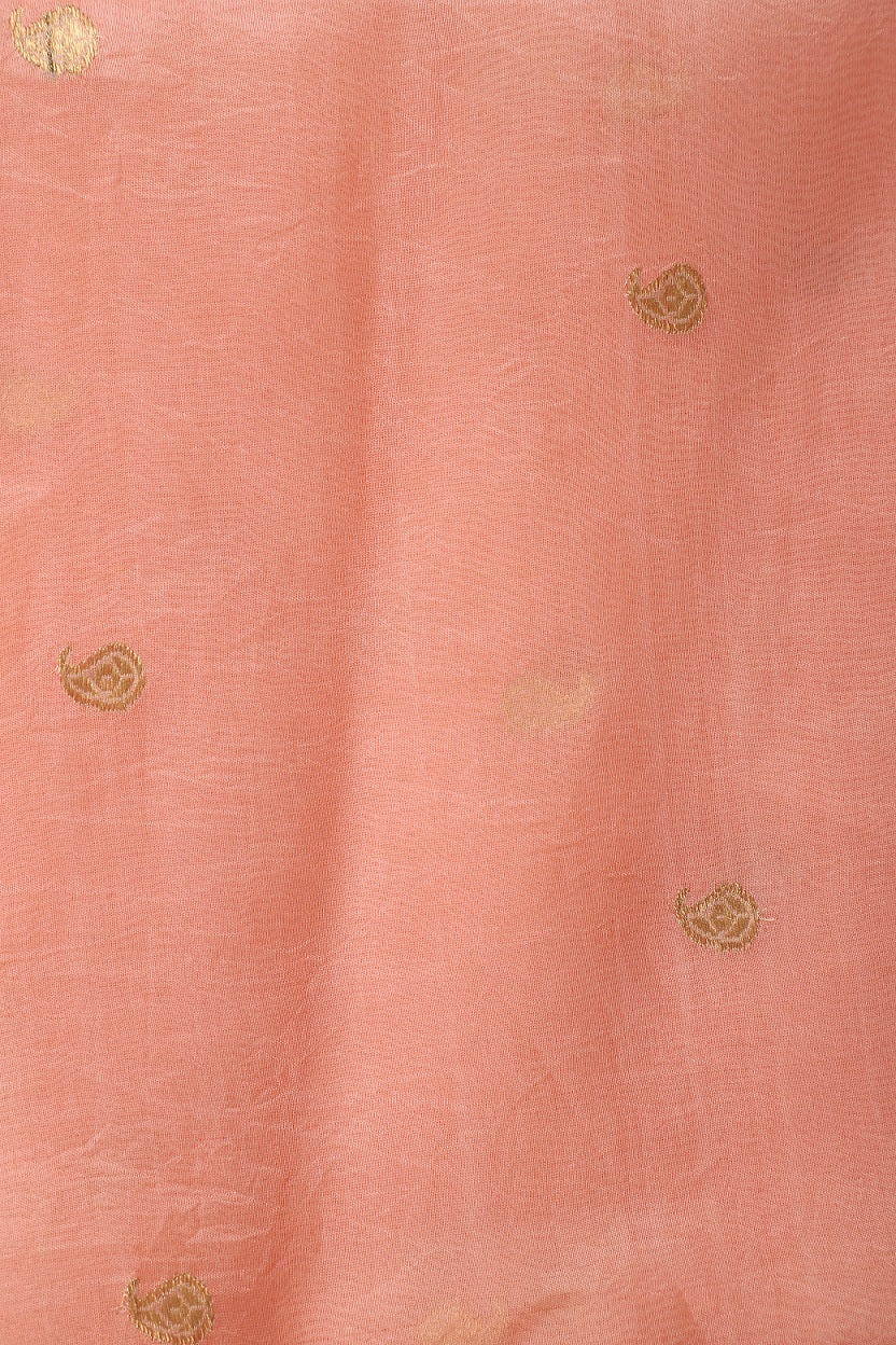 Peach Pure Organza Kadhwa Boota Handwoven Banarasi Suit