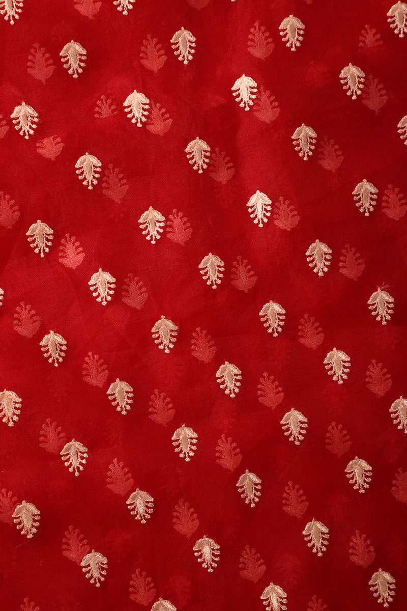 Red Pure Organza Handwoven Banarasi Suit
