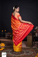 Load image into Gallery viewer, Orange and Yellow Satin Katan Silk Handloom Saree
