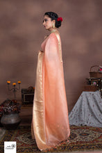 Load image into Gallery viewer, Peach Pure Kora Silk Handloom Banarasi Sarees
